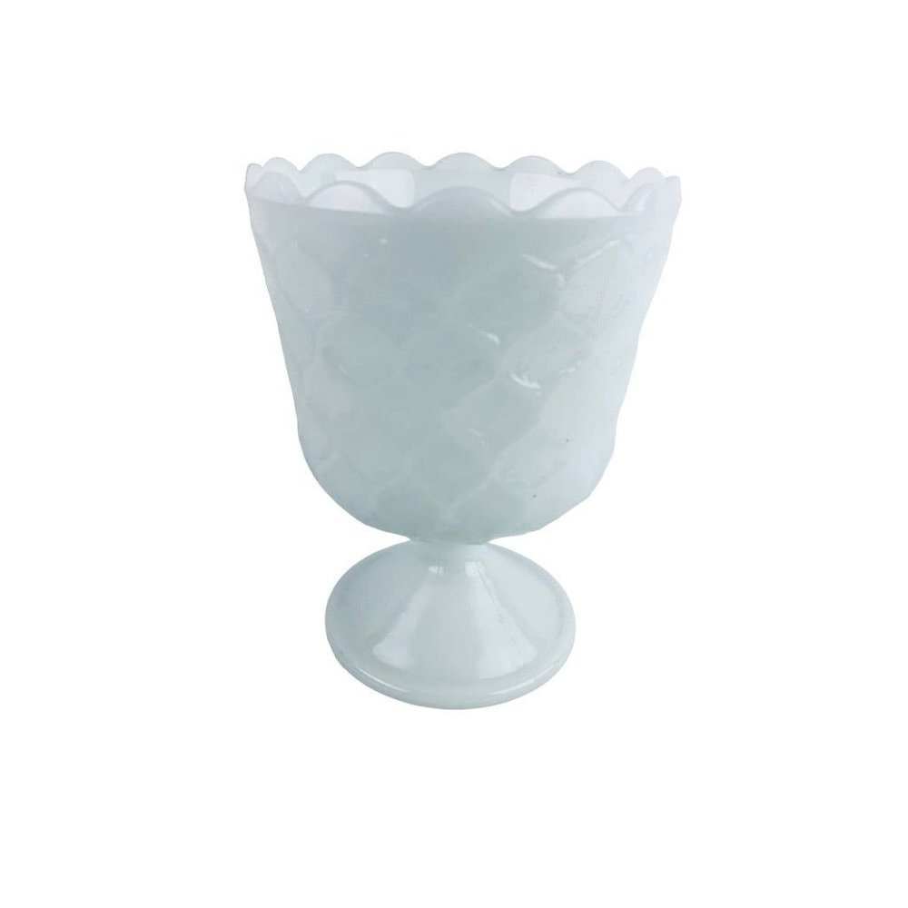 Milk Glass Fruit Pedestal Bowl E.O. Brody Honeycomb Pattern Cleveland OH 6"h x 4